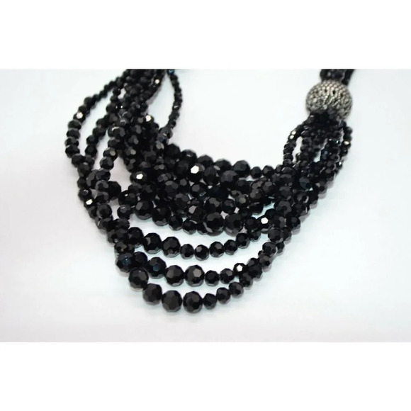 Camrose and Kross Multi-Strand Black Bead Necklace - Picture 4 of 8